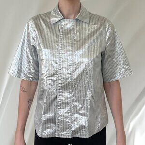 COS metallic silver short sleeve shirt